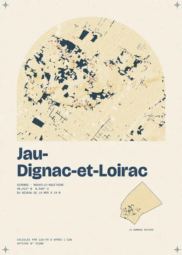 Affiche de Jau-Dignac-et-Loirac, calculée par 123-fr d'après l'IGN