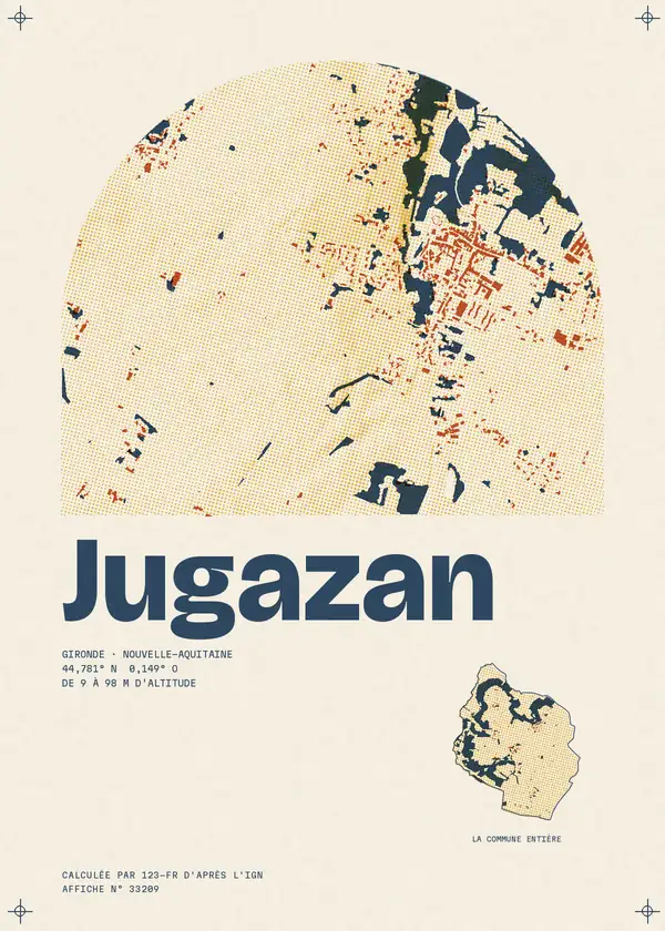 Affiche de Jugazan, calculée par 123-fr d'après l'IGN