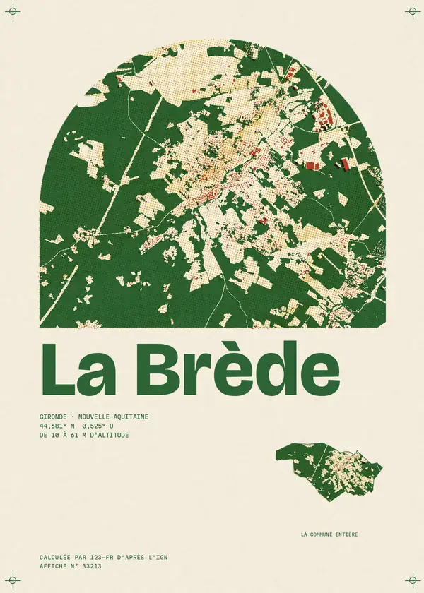 Affiche de La Brède, calculée par 123-fr d'après l'IGN