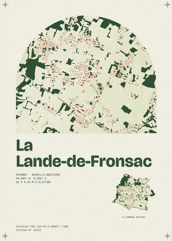 Affiche de La Lande-de-Fronsac, calculée par 123-fr d'après l'IGN