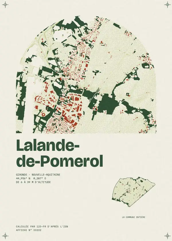 Affiche de Lalande-de-Pomerol, calculée par 123-fr d'après l'IGN