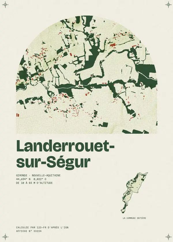 Affiche de Landerrouet-sur-Ségur, calculée par 123-fr d'après l'IGN