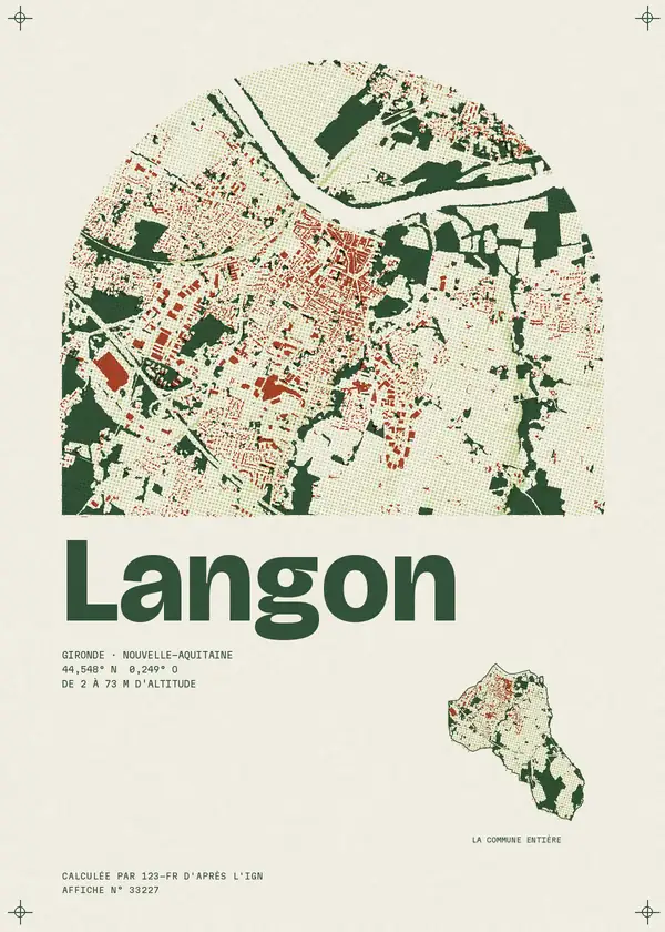 Affiche de Langon, calculée par 123-fr d'après l'IGN