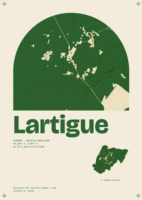 Affiche de Lartigue, calculée par 123-fr d'après l'IGN