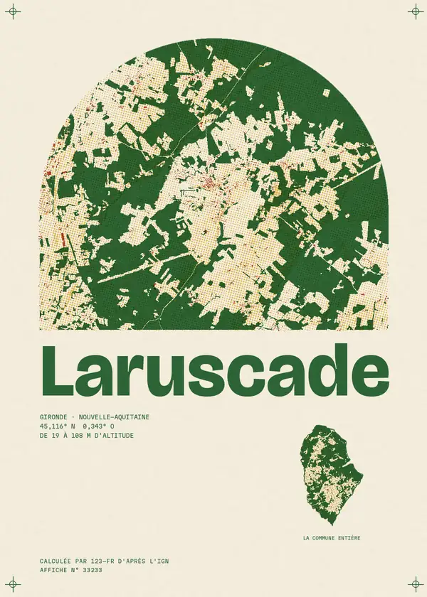 Affiche de Laruscade, calculée par 123-fr d'après l'IGN