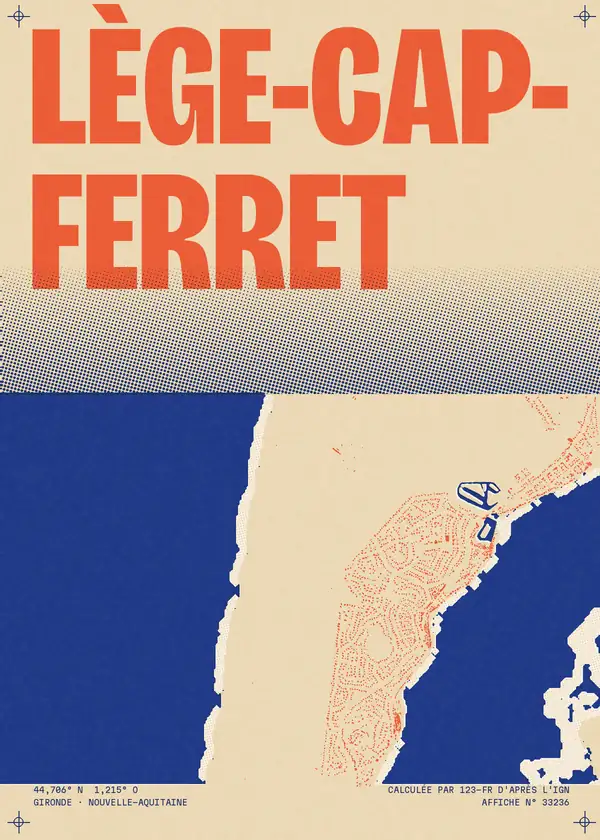 Affiche de Lège-Cap-Ferret, calculée par 123-fr d'après l'IGN