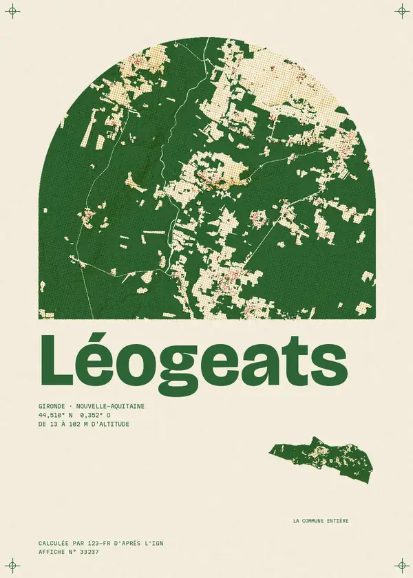 Affiche de Léogeats, calculée par 123-fr d'après l'IGN