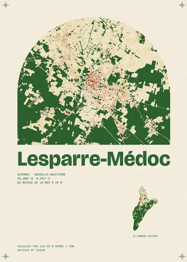 Affiche de Lesparre-Médoc, calculée par 123-fr d'après l'IGN