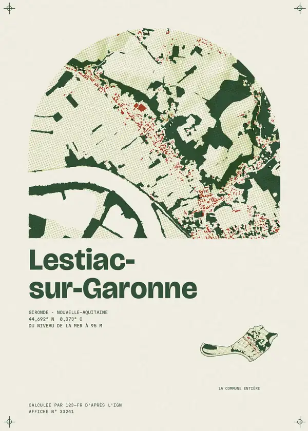 Affiche de Lestiac-sur-Garonne, calculée par 123-fr d'après l'IGN