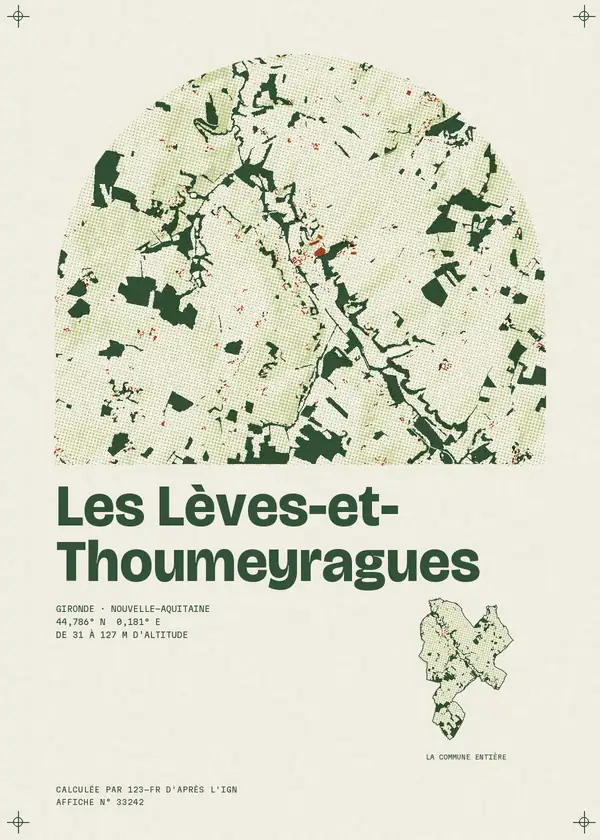 Affiche de Les Lèves-et-Thoumeyragues, calculée par 123-fr d'après l'IGN