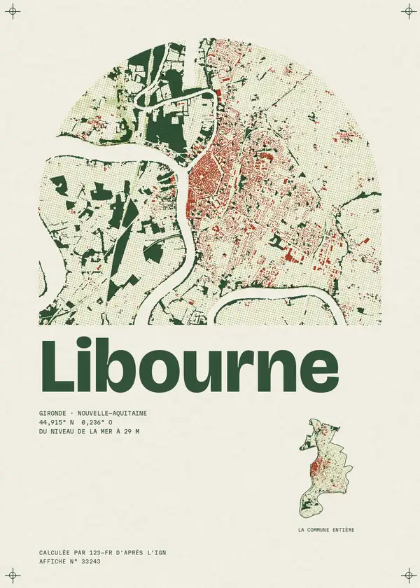 Affiche de Libourne, calculée par 123-fr d'après l'IGN