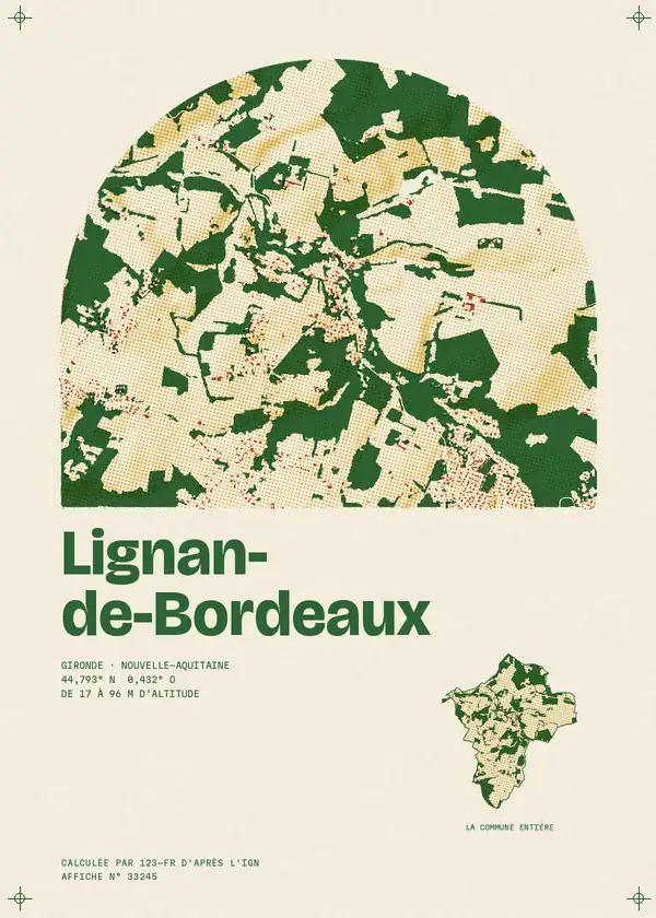 Affiche de Lignan-de-Bordeaux, calculée par 123-fr d'après l'IGN