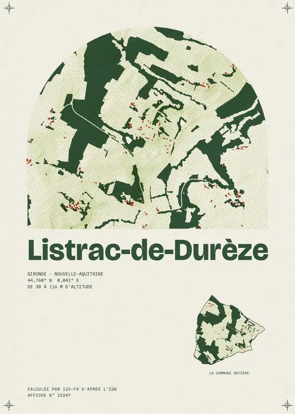 Affiche de Listrac-de-Durèze, calculée par 123-fr d'après l'IGN