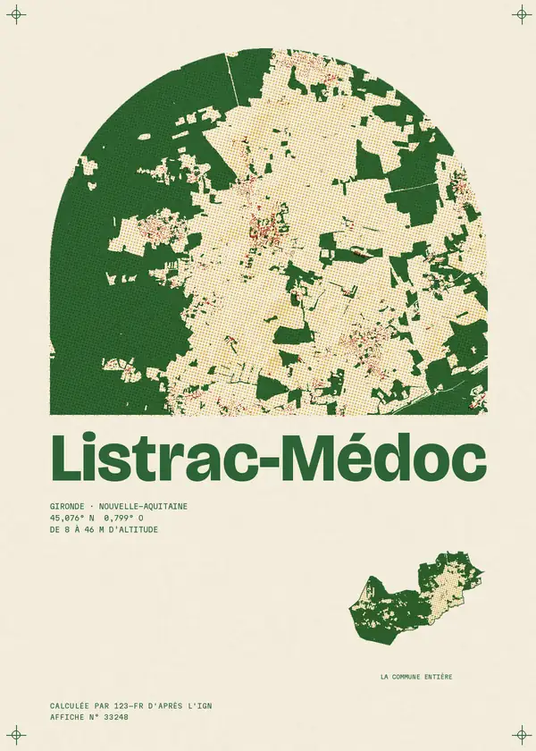 Affiche de Listrac-Médoc, calculée par 123-fr d'après l'IGN