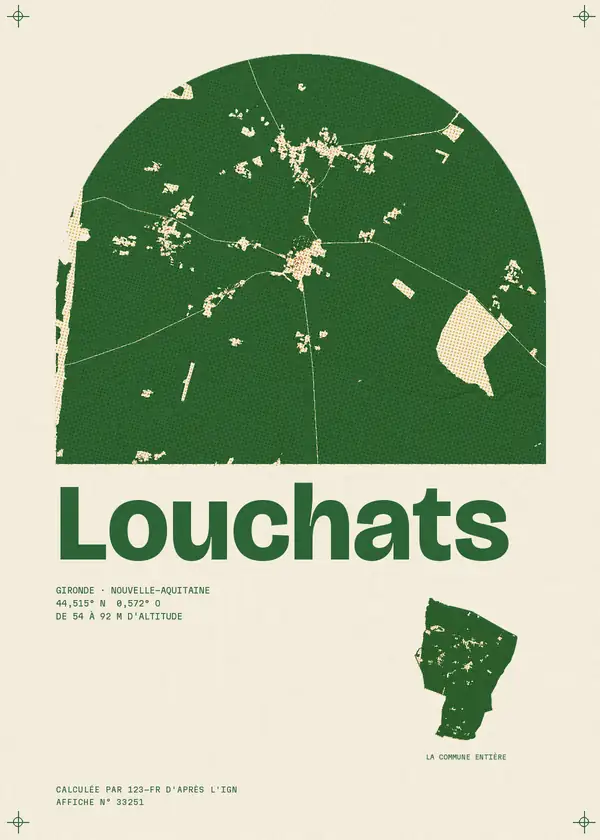 Affiche de Louchats, calculée par 123-fr d'après l'IGN