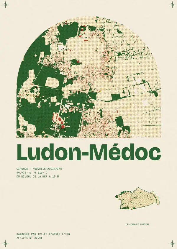 Affiche de Ludon-Médoc, calculée par 123-fr d'après l'IGN