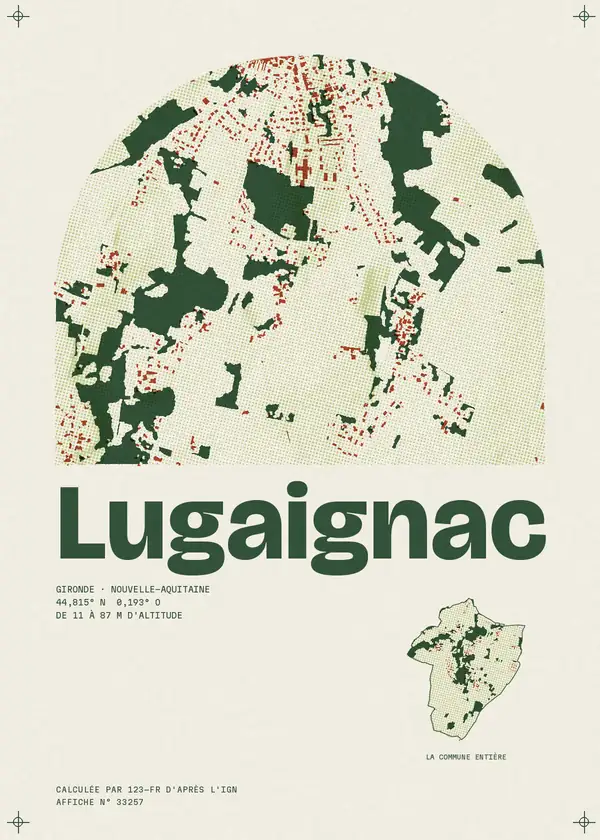 Affiche de Lugaignac, calculée par 123-fr d'après l'IGN