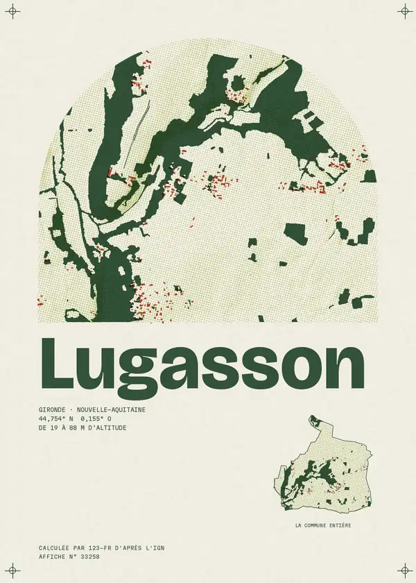 Affiche de Lugasson, calculée par 123-fr d'après l'IGN