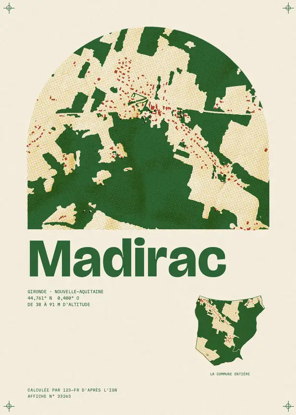 Affiche de Madirac, calculée par 123-fr d'après l'IGN