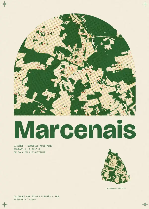 Affiche de Marcenais, calculée par 123-fr d'après l'IGN