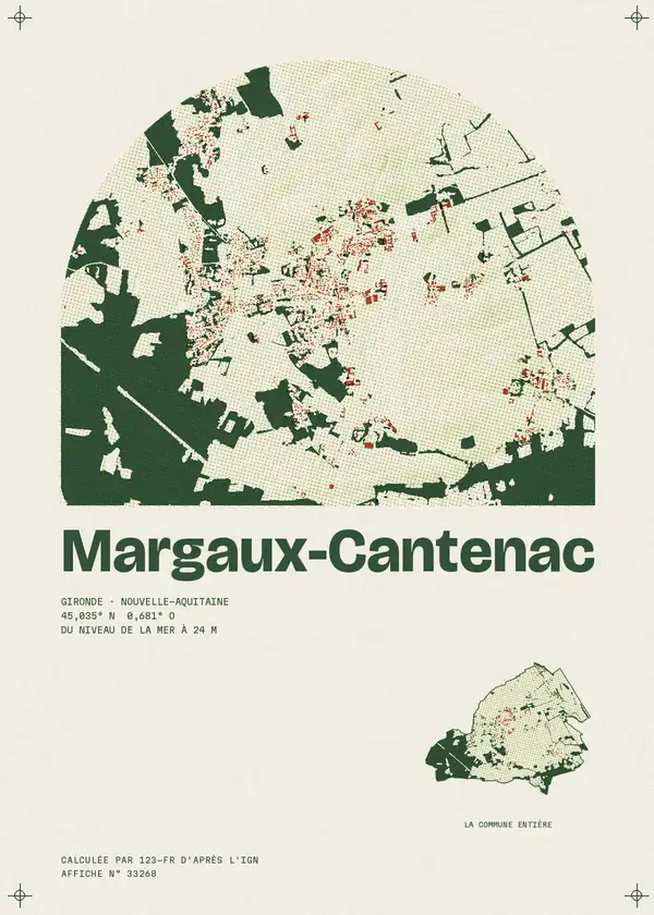 Affiche de Margaux-Cantenac, calculée par 123-fr d'après l'IGN
