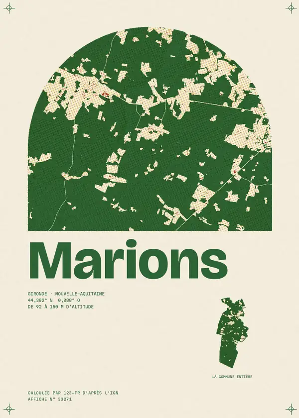 Affiche de Marions, calculée par 123-fr d'après l'IGN