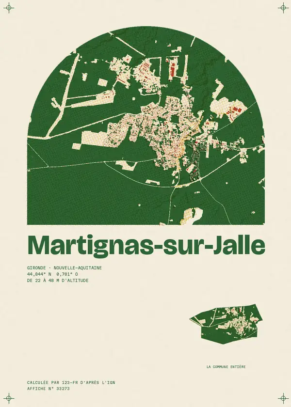 Affiche de Martignas-sur-Jalle, calculée par 123-fr d'après l'IGN