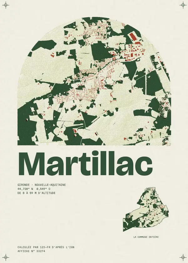 Affiche de Martillac, calculée par 123-fr d'après l'IGN