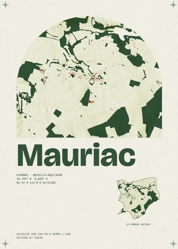 Affiche de Mauriac, calculée par 123-fr d'après l'IGN