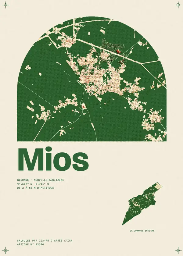 Affiche de Mios, calculée par 123-fr d'après l'IGN