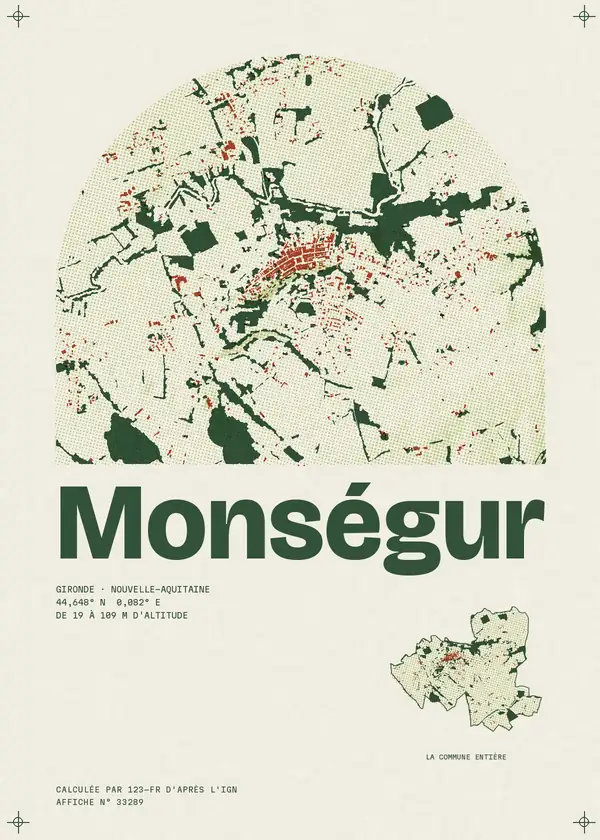 Affiche de Monségur, calculée par 123-fr d'après l'IGN