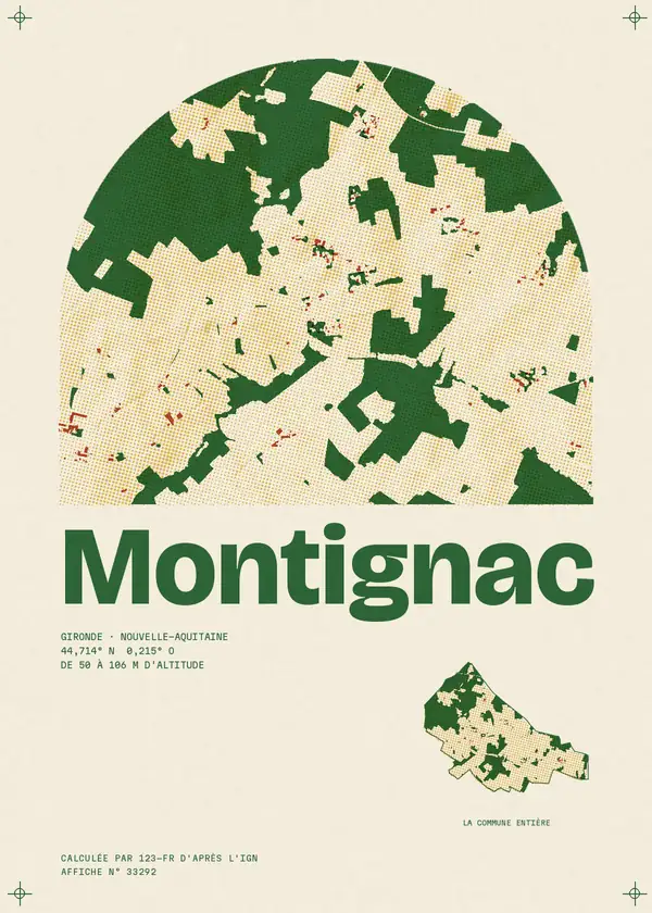 Affiche de Montignac, calculée par 123-fr d'après l'IGN