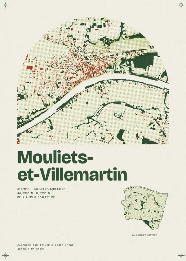 Affiche de Mouliets-et-Villemartin, calculée par 123-fr d'après l'IGN