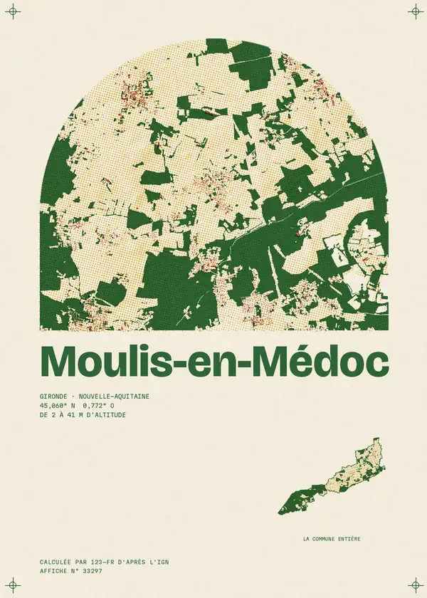 Affiche de Moulis-en-Médoc, calculée par 123-fr d'après l'IGN