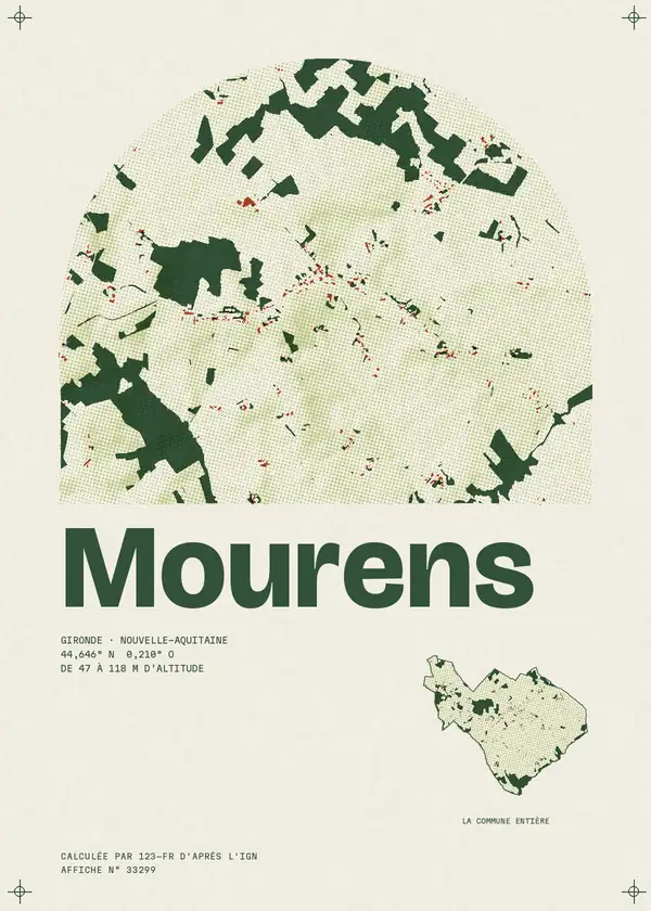 Affiche de Mourens, calculée par 123-fr d'après l'IGN