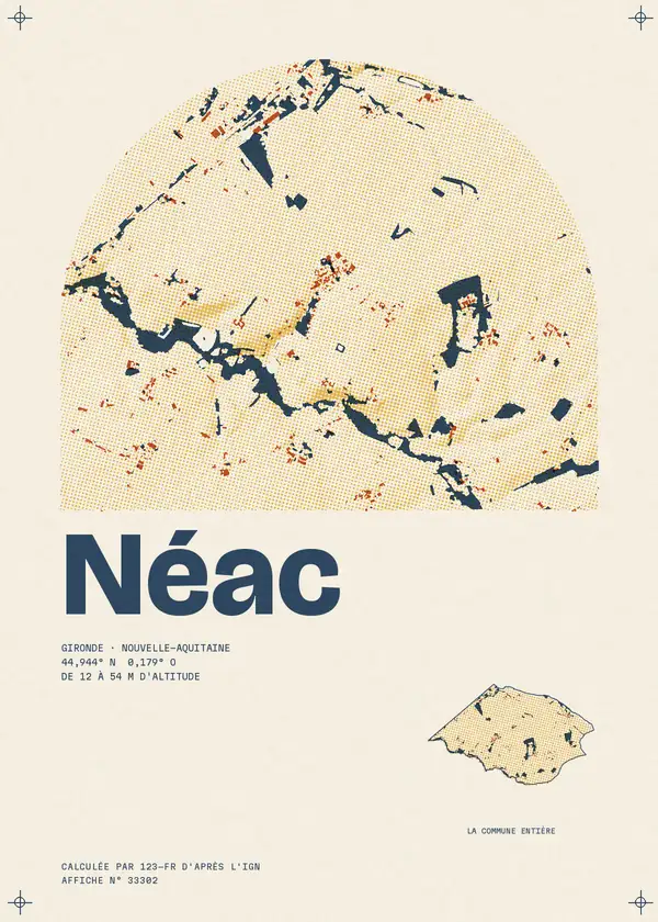 Affiche de Néac, calculée par 123-fr d'après l'IGN