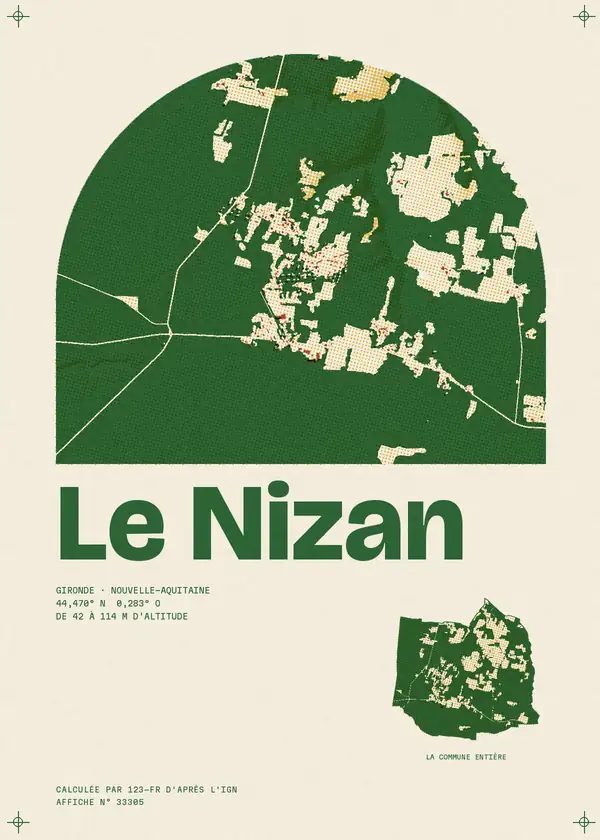 Affiche de Le Nizan, calculée par 123-fr d'après l'IGN