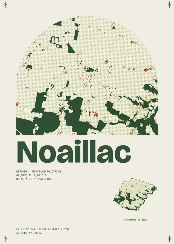 Affiche de Noaillac, calculée par 123-fr d'après l'IGN