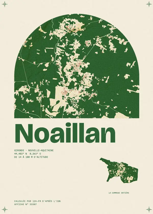 Affiche de Noaillan, calculée par 123-fr d'après l'IGN