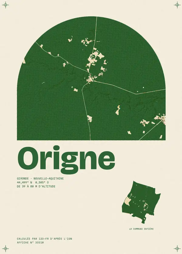 Affiche de Origne, calculée par 123-fr d'après l'IGN