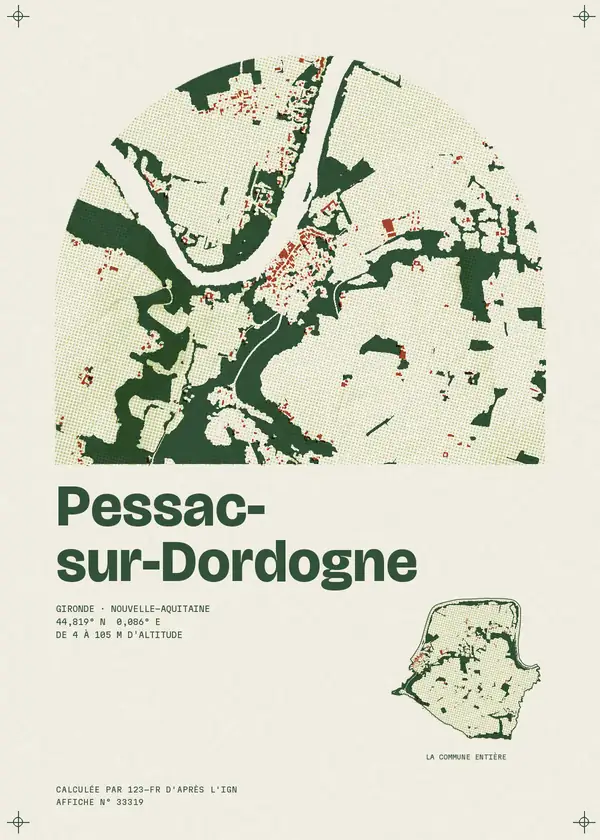 Affiche de Pessac-sur-Dordogne, calculée par 123-fr d'après l'IGN