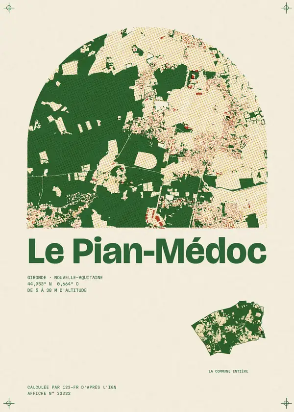 Affiche de Le Pian-Médoc, calculée par 123-fr d'après l'IGN