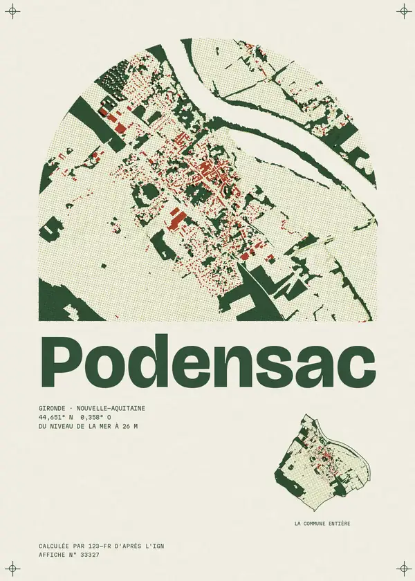 Affiche de Podensac, calculée par 123-fr d'après l'IGN