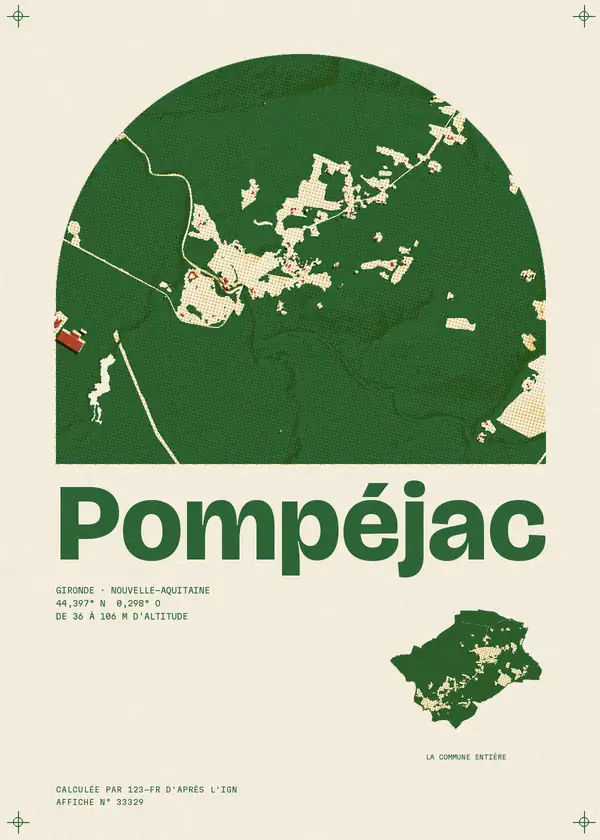 Affiche de Pompéjac, calculée par 123-fr d'après l'IGN
