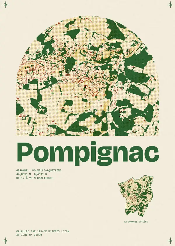 Affiche de Pompignac, calculée par 123-fr d'après l'IGN