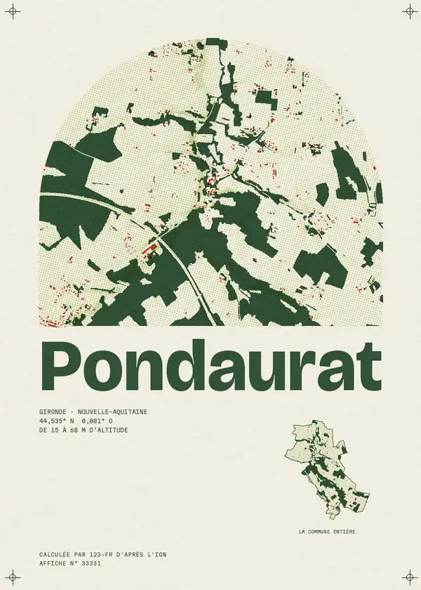 Affiche de Pondaurat, calculée par 123-fr d'après l'IGN