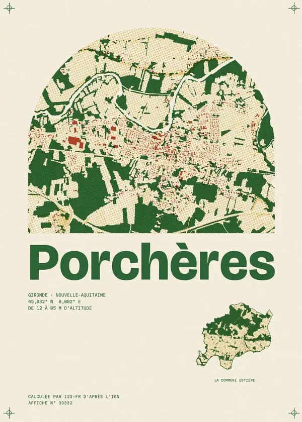 Affiche de Porchères, calculée par 123-fr d'après l'IGN