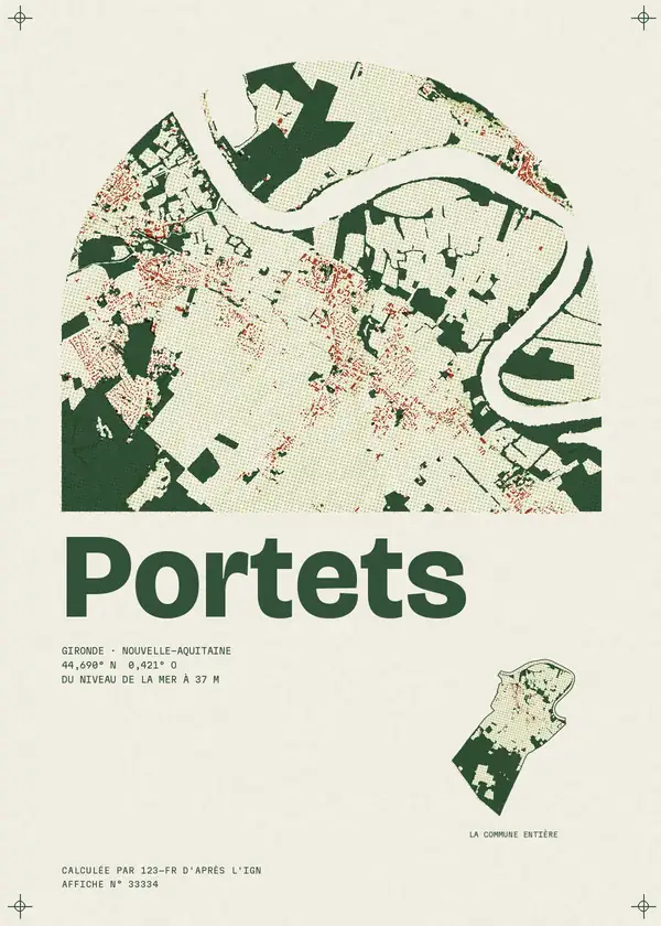 Affiche de Portets, calculée par 123-fr d'après l'IGN