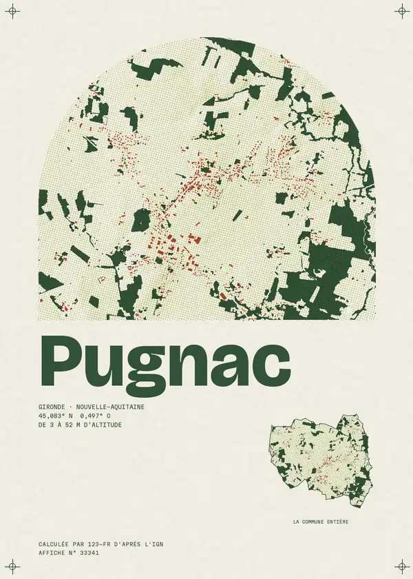 Affiche de Pugnac, calculée par 123-fr d'après l'IGN