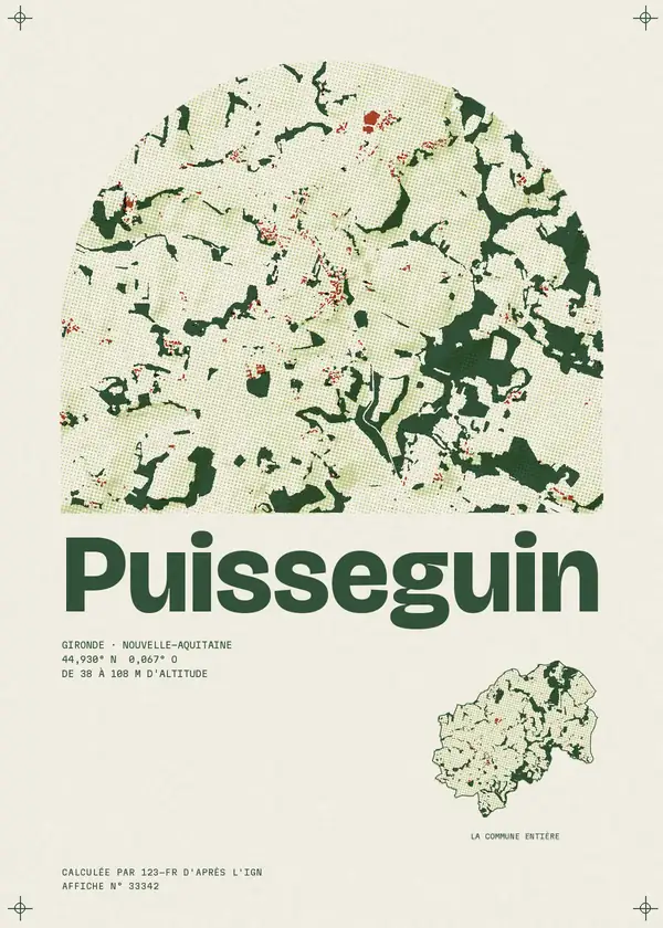 Affiche de Puisseguin, calculée par 123-fr d'après l'IGN